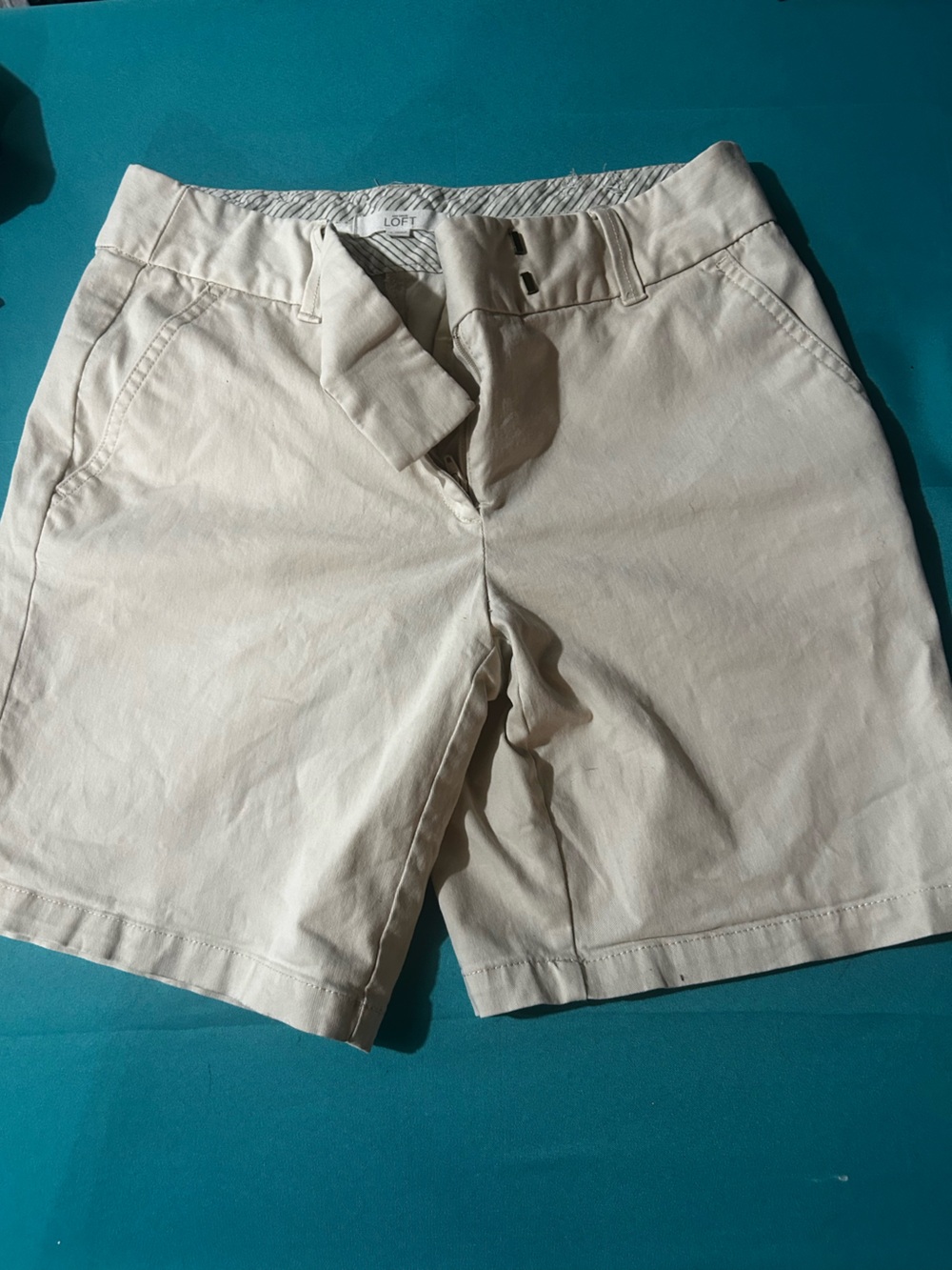 LOFT Women's Cream Flat-Front Shorts